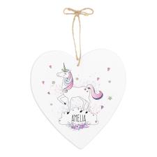 Personalised Unicorn Large Wooden Heart Decoration
